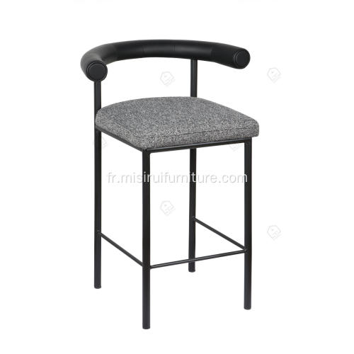 Tabouret de bar en cuir en cuir microfibre noir